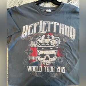 DEF LEPPARD World Tour 2015 Concert T-Shirt, Gray Double-Sided w/Venues Graphic